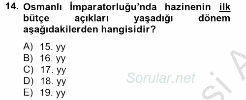 Ekonominin Güncel Sorunları 2012 - 2013 Dönem Sonu Sınavı 14.Soru