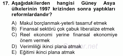 Ekonominin Güncel Sorunları 2012 - 2013 Dönem Sonu Sınavı 17.Soru