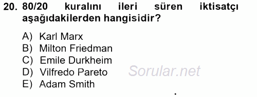 Ekonominin Güncel Sorunları 2012 - 2013 Dönem Sonu Sınavı 20.Soru