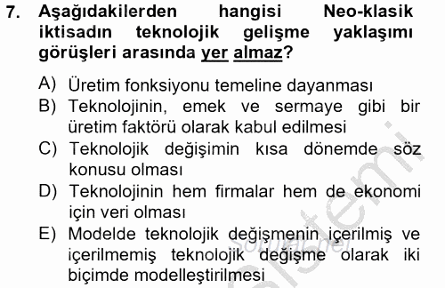 Ekonominin Güncel Sorunları 2012 - 2013 Dönem Sonu Sınavı 7.Soru