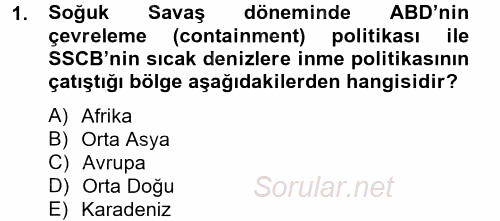 Orta Doğuda Siyaset 2014 - 2015 Tek Ders Sınavı 1.Soru