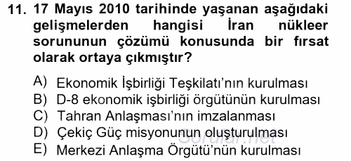 Orta Doğuda Siyaset 2014 - 2015 Tek Ders Sınavı 11.Soru