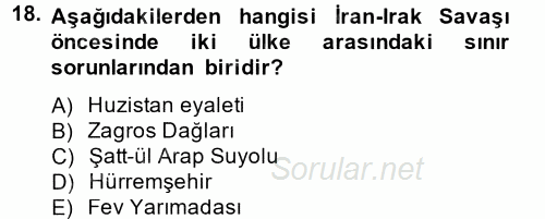 Orta Doğuda Siyaset 2014 - 2015 Tek Ders Sınavı 18.Soru