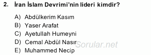Orta Doğuda Siyaset 2014 - 2015 Tek Ders Sınavı 2.Soru