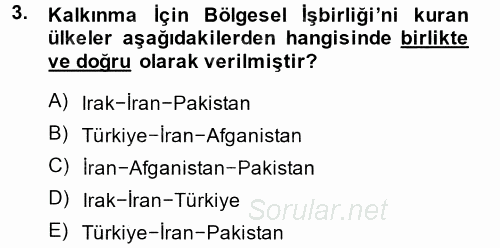 Orta Doğuda Siyaset 2014 - 2015 Tek Ders Sınavı 3.Soru