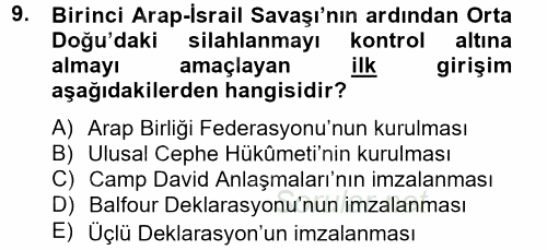 Orta Doğuda Siyaset 2014 - 2015 Tek Ders Sınavı 9.Soru