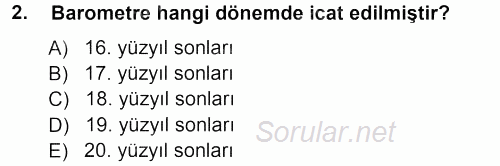Tarımsal Meteoroloji 2012 - 2013 Ara Sınavı 2.Soru