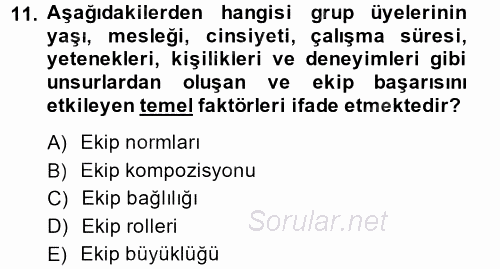 Sağlık Kurumları Yönetimi 2 2014 - 2015 Dönem Sonu Sınavı 11.Soru