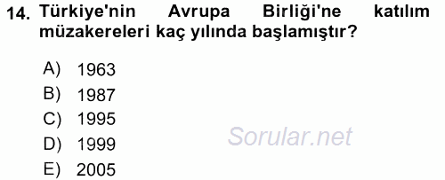 Uluslararası Sosyal Politika 2015 - 2016 Tek Ders Sınavı 14.Soru