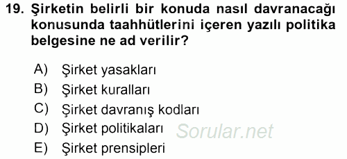 Uluslararası Sosyal Politika 2015 - 2016 Tek Ders Sınavı 19.Soru