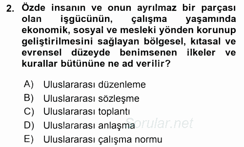 Uluslararası Sosyal Politika 2015 - 2016 Tek Ders Sınavı 2.Soru