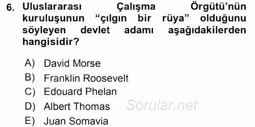 Uluslararası Sosyal Politika 2015 - 2016 Tek Ders Sınavı 6.Soru