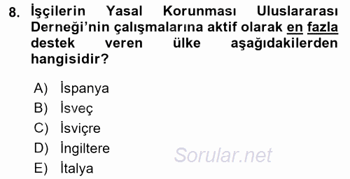 Uluslararası Sosyal Politika 2015 - 2016 Tek Ders Sınavı 8.Soru