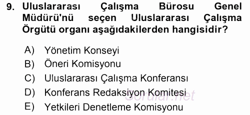 Uluslararası Sosyal Politika 2015 - 2016 Tek Ders Sınavı 9.Soru
