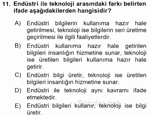 Aile Yapısı ve İlişkileri 2016 - 2017 Dönem Sonu Sınavı 11.Soru