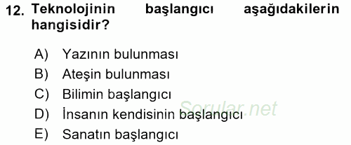 Aile Yapısı ve İlişkileri 2016 - 2017 Dönem Sonu Sınavı 12.Soru