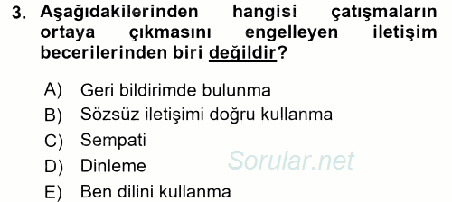 Aile Yapısı ve İlişkileri 2016 - 2017 Dönem Sonu Sınavı 3.Soru