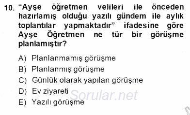 Davranış Ve Öğrenme Sorunu Olan Çocukların Eğitimi 2014 - 2015 Ara Sınavı 10.Soru