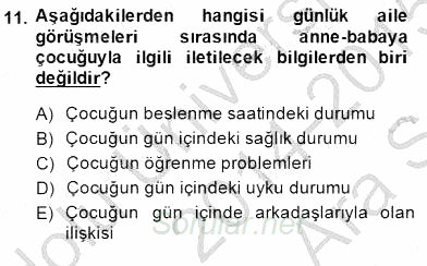 Davranış Ve Öğrenme Sorunu Olan Çocukların Eğitimi 2014 - 2015 Ara Sınavı 11.Soru