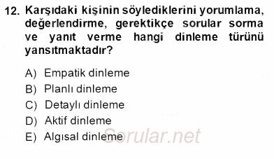 Davranış Ve Öğrenme Sorunu Olan Çocukların Eğitimi 2014 - 2015 Ara Sınavı 12.Soru