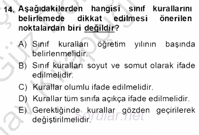 Davranış Ve Öğrenme Sorunu Olan Çocukların Eğitimi 2014 - 2015 Ara Sınavı 14.Soru