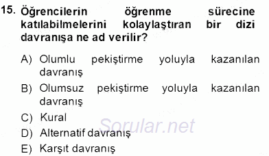 Davranış Ve Öğrenme Sorunu Olan Çocukların Eğitimi 2014 - 2015 Ara Sınavı 15.Soru