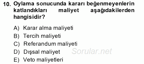 Kamu Ekonomisi 2 2014 - 2015 Ara Sınavı 10.Soru
