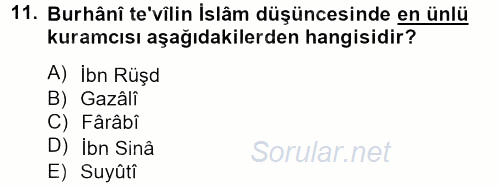 Tefsir Tarihi ve Usulü 2012 - 2013 Ara Sınavı 11.Soru