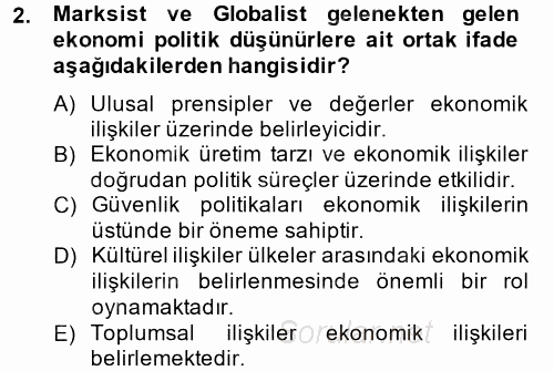 Uluslararası İlişkiler Kuramları 2 2014 - 2015 Tek Ders Sınavı 2.Soru