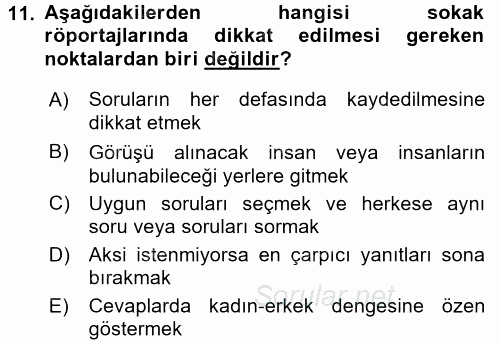 İletişim Ortamları Tasarımı 2017 - 2018 3 Ders Sınavı 11.Soru