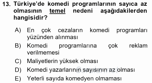 İletişim Ortamları Tasarımı 2017 - 2018 3 Ders Sınavı 13.Soru