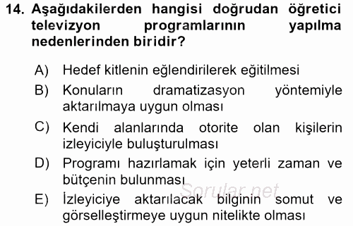 İletişim Ortamları Tasarımı 2017 - 2018 3 Ders Sınavı 14.Soru