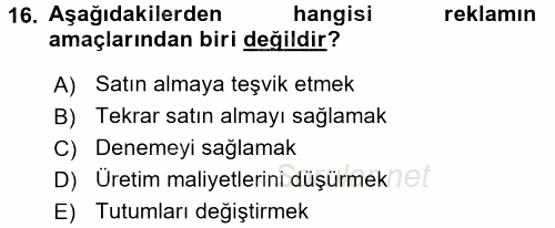 İletişim Ortamları Tasarımı 2017 - 2018 3 Ders Sınavı 16.Soru