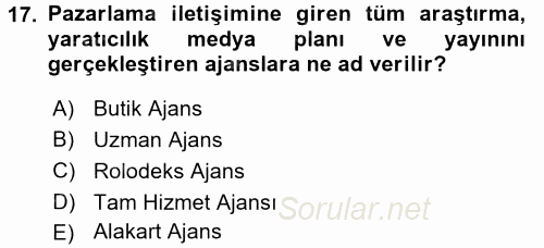 İletişim Ortamları Tasarımı 2017 - 2018 3 Ders Sınavı 17.Soru