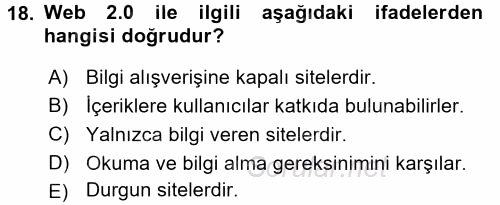İletişim Ortamları Tasarımı 2017 - 2018 3 Ders Sınavı 18.Soru