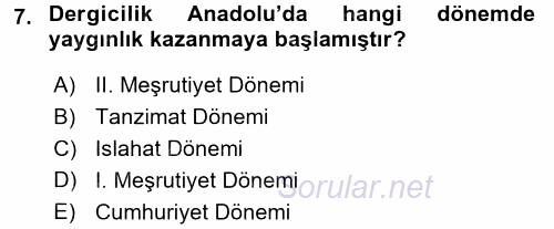 İletişim Ortamları Tasarımı 2017 - 2018 3 Ders Sınavı 7.Soru