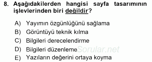 İletişim Ortamları Tasarımı 2017 - 2018 3 Ders Sınavı 8.Soru