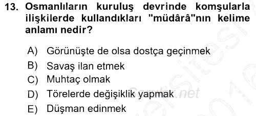 Osmanlı Diplomasisi 2015 - 2016 Ara Sınavı 13.Soru