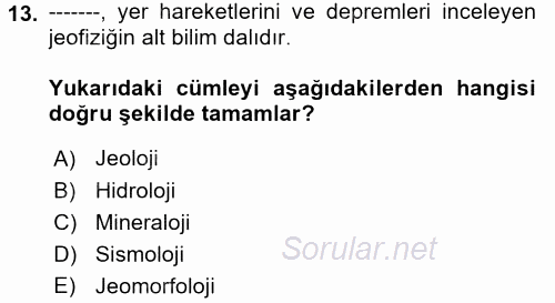 Coğrafi Bilgi Sistemleri İçin Temel Geometri 2017 - 2018 Ara Sınavı 13.Soru