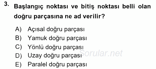 Coğrafi Bilgi Sistemleri İçin Temel Geometri 2017 - 2018 Ara Sınavı 3.Soru