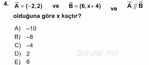 Coğrafi Bilgi Sistemleri İçin Temel Geometri 2017 - 2018 Ara Sınavı 4.Soru