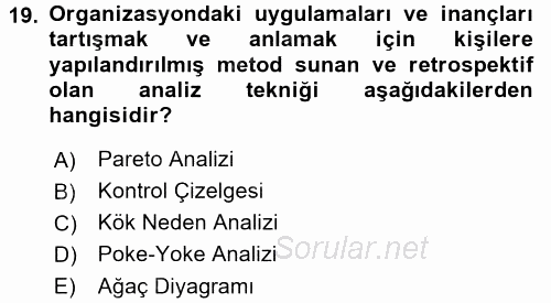 Sağlık Hizmetlerinde Araştırma Ve Değerlendirme 2016 - 2017 3 Ders Sınavı 19.Soru