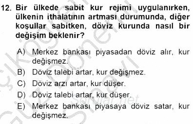 Finansal Ekonomi 2015 - 2016 Dönem Sonu Sınavı 12.Soru