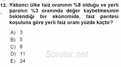 Finansal Ekonomi 2015 - 2016 Dönem Sonu Sınavı 13.Soru