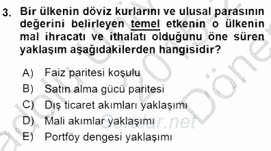 Finansal Ekonomi 2015 - 2016 Dönem Sonu Sınavı 3.Soru