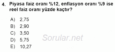 Finansal Ekonomi 2015 - 2016 Dönem Sonu Sınavı 4.Soru