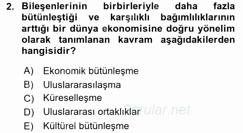 Uluslararası İşletmecilik 2017 - 2018 Ara Sınavı 2.Soru