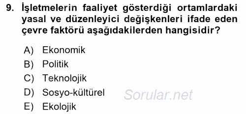 Uluslararası İşletmecilik 2017 - 2018 Ara Sınavı 9.Soru