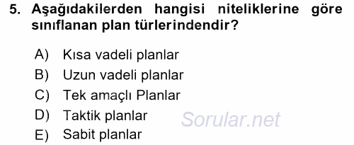 Spor Yönetimi 2017 - 2018 Dönem Sonu Sınavı 5.Soru