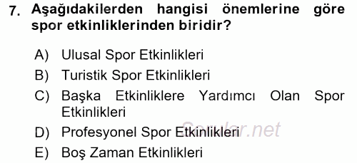 Spor Yönetimi 2017 - 2018 Dönem Sonu Sınavı 7.Soru